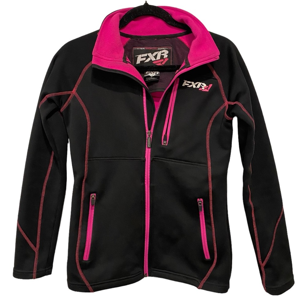 Womens FXR Performance Athletic Jacket Size 4 BLACK NEON PINK Full Zip Pockets